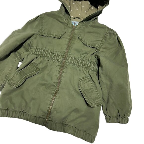 Old Navy Toddler Girls Hooded Lined Cargo Jacket Olive Green - Picture 2 of 4
